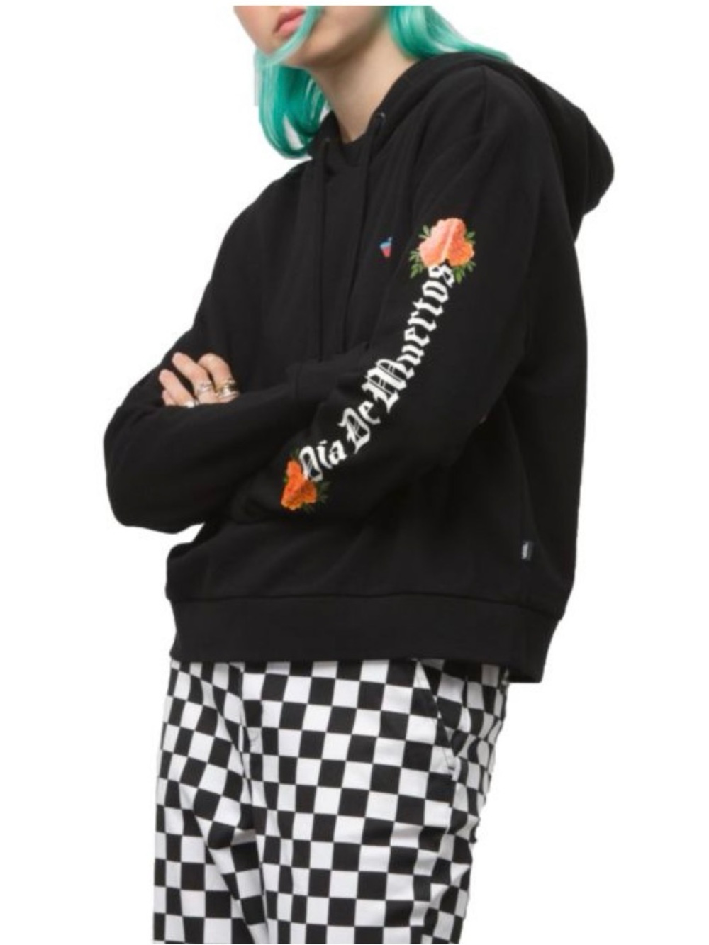 Rare VANS X LOTERIA OFRENDA BOXY Black HOODIE Dia De Los Muertos Women L - Picture 2 of 8